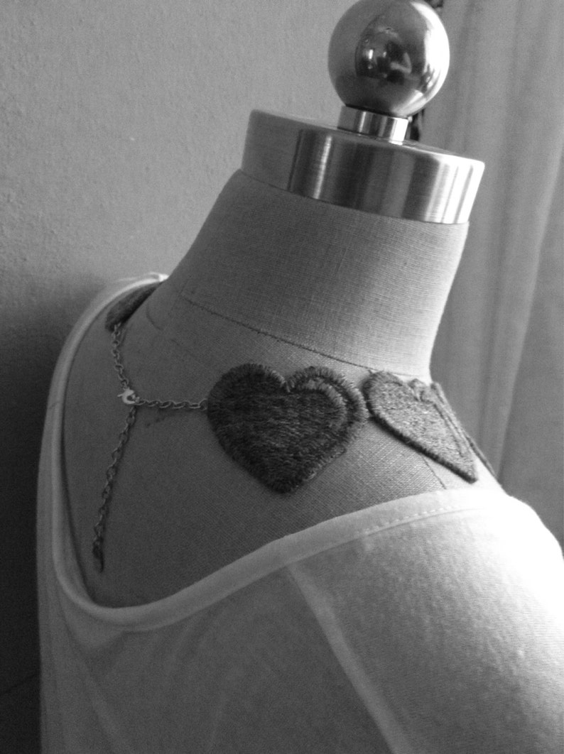 Red Embroidered Heart Necklace Etsy