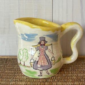 Vintage 1953 Dutch Milk Maid Pitcher: Hand-Painted Spring Vase