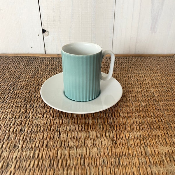 demitasse cup and saucer, teal cup and saucer, vintage cup and saucer, espresso cup, robins egg blue cup and saucer, single demitasse cup