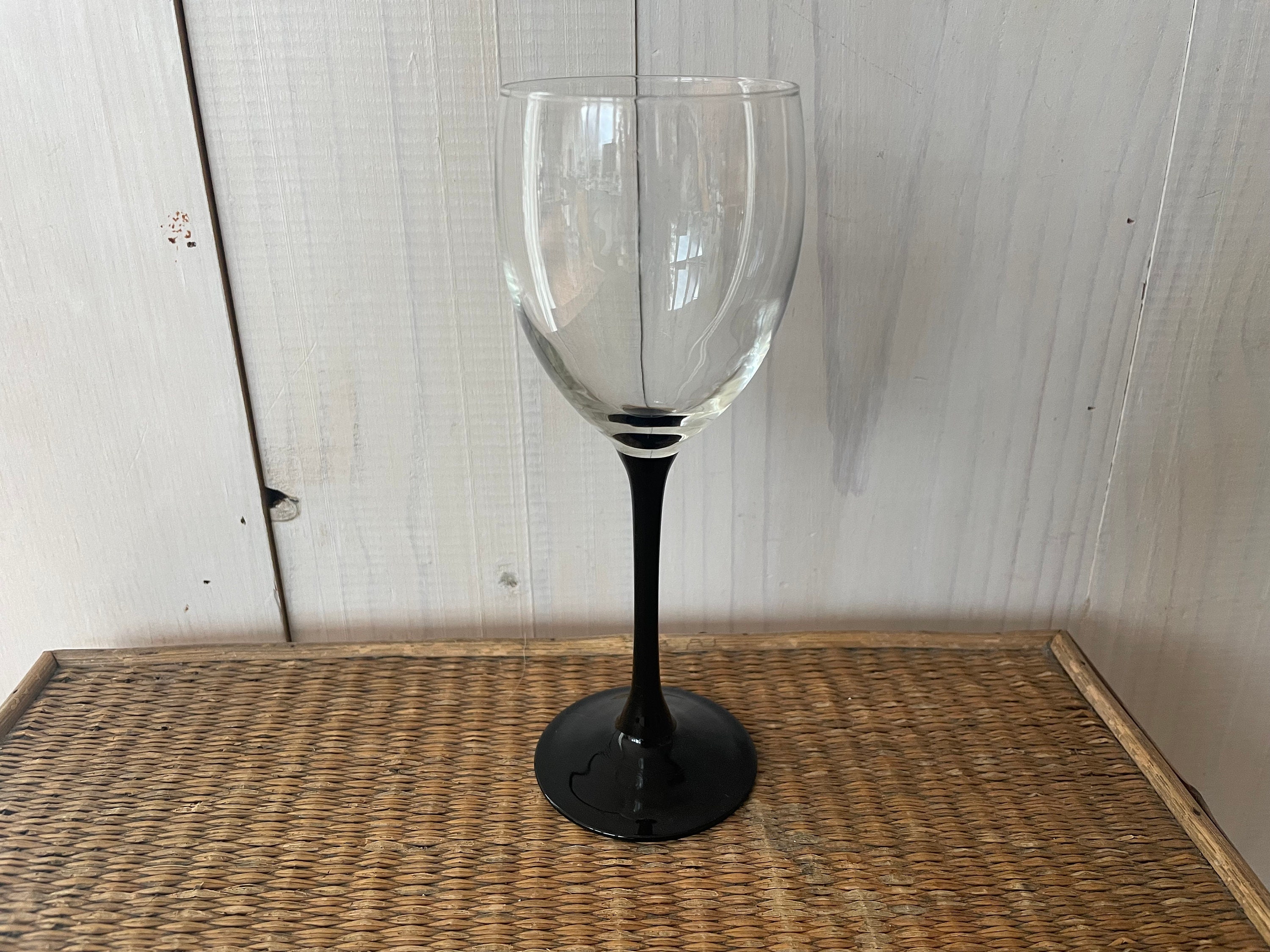 French Wine Glasses, Black Stemmed Wine Glasses, Six Wine Glasses, Made