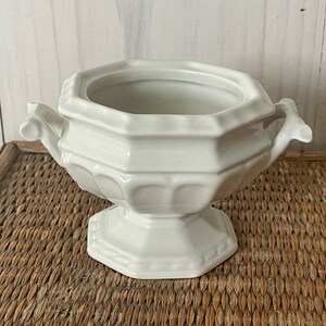 ironstone footed pot, small ironstone pot, white sugar bowl, Red-Cliff ironstone, hostess gift, small planter, ironstone planter image 2