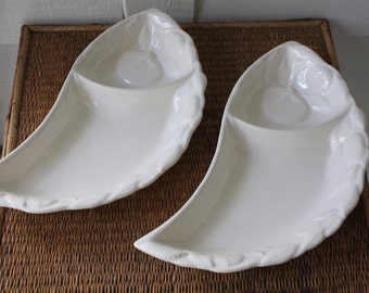 California pottery dishes, two serving dishes, white ceramic serving dishes, California pottery, entertaining