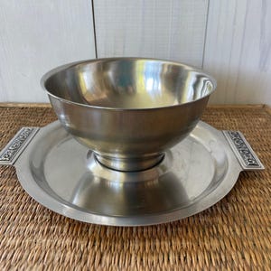 mid century modern chip and dip bowl, summer entertaining, stainless steel chip and dip dish, hostess gift, MCM entertaining, made in Japan