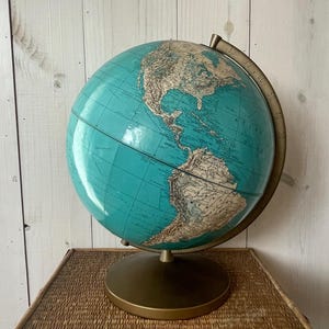 vintage globe, vintage Weber Costello globe, vintage poligraphic 12-inch globe, old globe, mid century modern globe, 1970s globe
