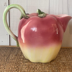jarra vintage con forma de manzana, jarra de manzana, decoración de primavera, regalo de anfitriona, cocina de granja, jarra de jugo, jarra de sangría, jarra mcm