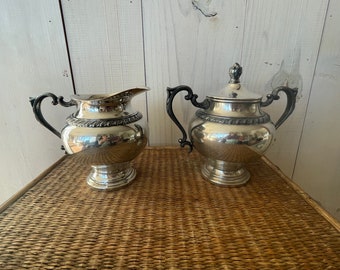 vintage silver creamer and sugar bowl, Sheridan creamer and sugar bowl, Sheridan silver, coffee service, hostess gift, vintage silver