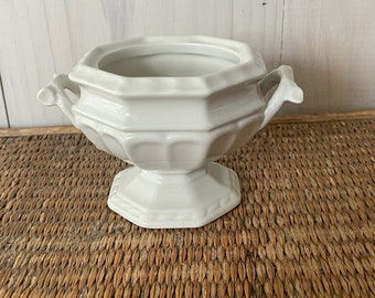 ironstone footed pot, small ironstone pot, white sugar bowl, Red-Cliff ironstone, hostess gift, small planter, ironstone planter