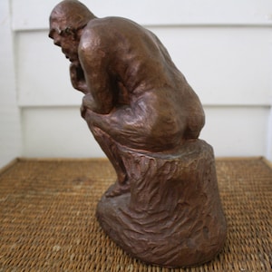 Vintage Bronze Tone &quot;The Thinker&quot; Plaster Sculpture