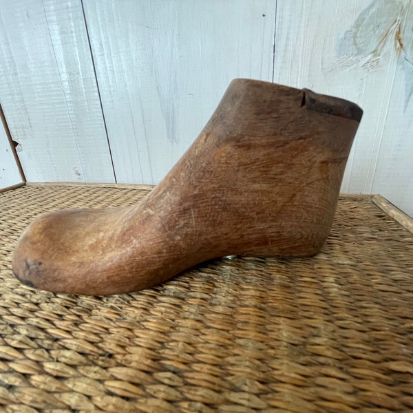 antique wooden shoe form, shoe last, vintage shoe last, childrens shoe last, wooden shoe form, paperweight, childrens decor