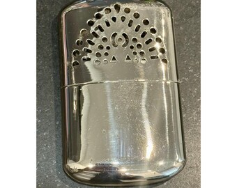 Vintage Metal Hand Warmer, Silver, Made in Hong Kong, 1950s Accessory