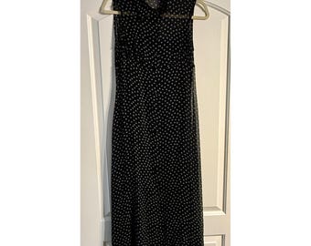 Vintage Classic Sleeveless Midi Dress Womens 4 Black White Geometric Print