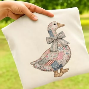 Patchwork Goose PNG, Vintage Quilt Fabric Duck Design, Cottagecore Farm Animal Sublimation PNG