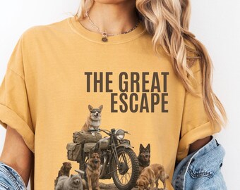 Comfort Colors Dog Rescue Shirt, The Great Escape Graphic Tee, Dog Lover Gift, Animal Lover Shirt, Freedom Dogs Vintage Tee