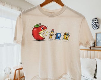 Grappig T-shirt voor leraren, T-shirt voor de start van het schooljaar, schattig T-shirt met appelprint, humoristisch T-shirt voor leraren, oversized cadeau voor leraren