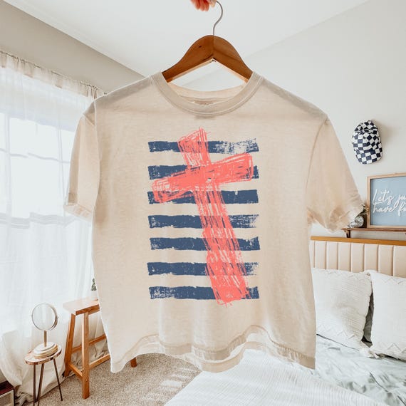 Comfort Colors® Christian Cross Shirt, Faith Based Tee, Jesus Loves You Shirt, Religious Graphic Tee, Boxy Tee, Women Crop Tee