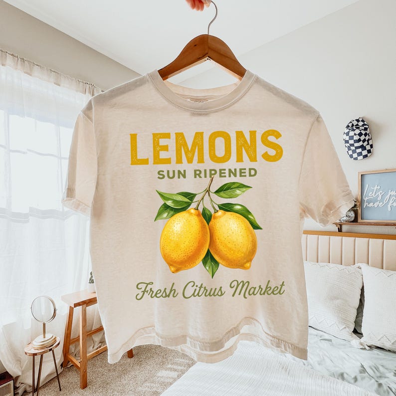 Comfort Colors® Vintage Lemon Shirt, Lemon Tee, Summer Fruit Tee, Citrus Lover Tee, Lemon Lover Gift, Fresh Fruit Tee, Summer Aesthetic Tee afbeelding 1