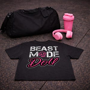 Beast Mode Doll Tee | Skull Script Pink & Black Graphic