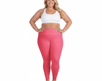 Middelkoraalkleurige legging met all-over print, grote maten