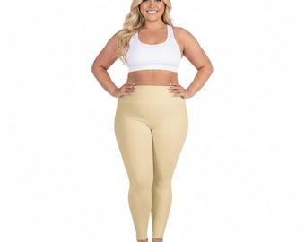 Wheat Color All-Over Print Plus Size Leggings