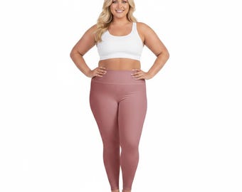 Leggings taglie forti con stampa integrale color rosa antico