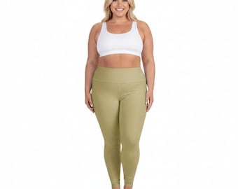 Light Sand Color All-Over Print Plus Size Leggings