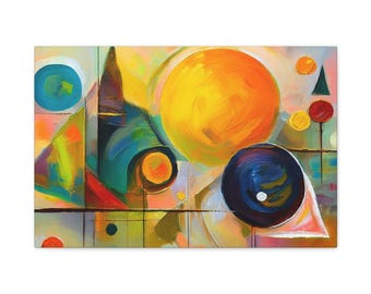 Abstract Oil Painting Print, Bright Latex Inks, Gallery Wrap Canvas, Pine Wood Frame ABH-76