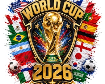 World Cup 2026 PNG | Soccer Trophy Champion Clipart | Football Sublimation PNG for Shirt Digital Download
