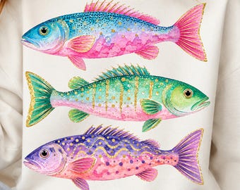 Preppy Fish PNG  | Tropical Fish PNG for Sublimation, Beach Shirt Design, Ocean Clipart, Commercial Use, Digital Download