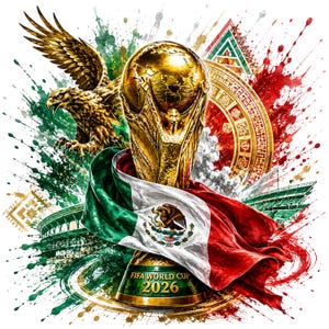 Mexico Soccer PNG  | 2026 Championship Eagle Trophy Clipart, Soccer Fan Sublimation PNG for T-Shirt Design, Digital Download, World Cup 2026 PNG, FIFA World Cup 2026 PNG, Football Trophy PNG