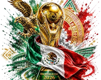 Mexikos fotboll PNG | 2026 Championship Eagle Trophy Clipart, Fotbollsfan Sublimering PNG för T-shirtdesign, Digital Nedladdning
