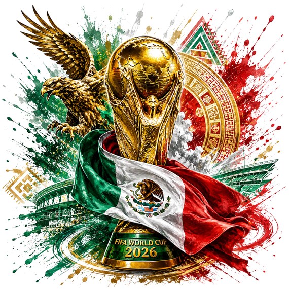 Mexico Soccer PNG  | 2026 Championship Eagle Trophy Clipart, Soccer Fan Sublimation PNG for T-Shirt Design, Digital Download