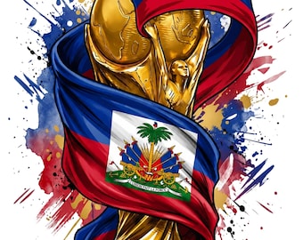 Haiti Soccer PNG | World Cup 2026 PNG Fan Shirt Design | Football Trophy Sublimation, Haiti Pride Clipart, Digital Download