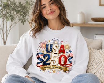 USA:s 250-årsjubileum PNG | Patriotiska fyrverkeriband, 4 juli-skjortdesign, sublimering PNG, digital nedladdning