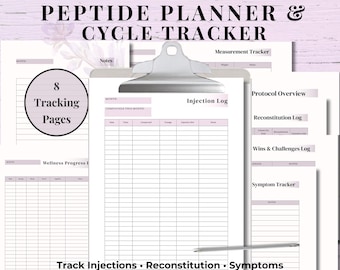 Peptide Tracker Printable | Peptide Planner & Journal | Cycle Tracking, Stacks, Injections, Measurements, Reconstitution Log and Wellness