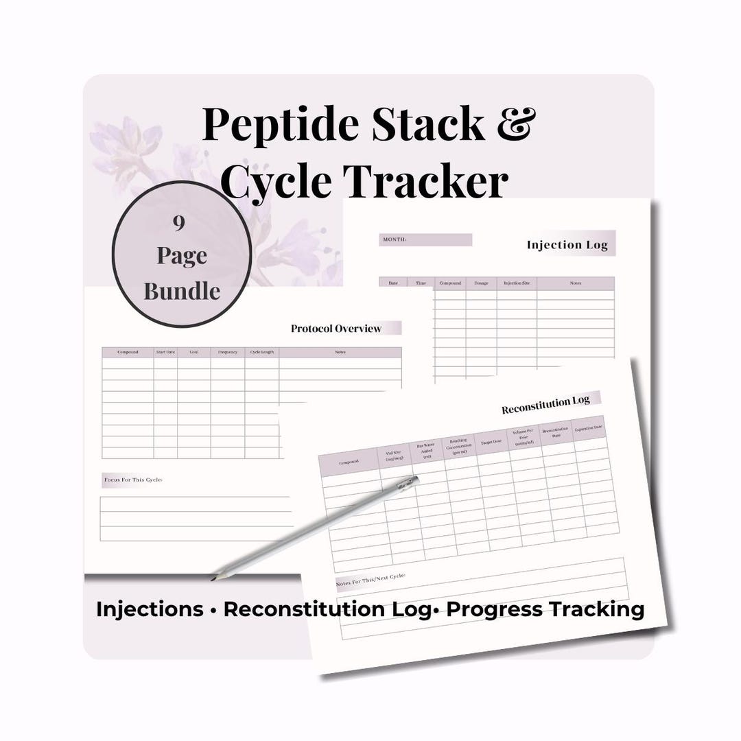 Peptide Injection Log Peptide Tracker Printable for Women | Cycle, Injection and ...