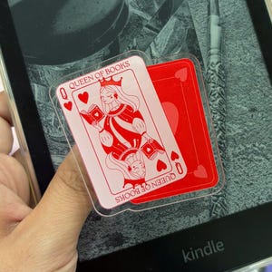 Queen of Books Phone Grip, Book Lover Playing Card, Bookish Aesthetic Reader Gift, Playing Card Queen Design, book lover gift seasonal decor