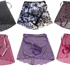 Made in USA Wrap Ballet Dance Yoga Sheer Fishtail Skirt Small/Medium Medium/Large Xlarge/2XL Prints Floral Animal  Retro