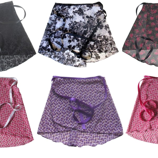Made in USA Wrap Ballet Dance Yoga Sheer Fishtail Skirt Small/Medium Medium/Large Xlarge/2XL Prints Floral Animal  Retro