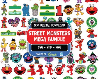 Street Monsters Characters Layered SVG, Elmo SVG Bundle, Street Monsters Faces, SVG Clipart Elmo and Friend, Birthday Clipart Digital Files
