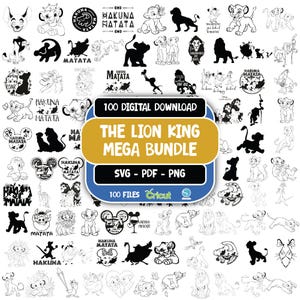 Paquete de imágenes SVG de El Rey León, paquete de imágenes PNG de Baby Simba, paquete de imágenes SVG de El Rey León, archivos SVG para Cricut y Silhouette, descarga digital de imágenes prediseñadas