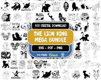 The Lion King outline Svg Bundle, Baby Simba Png Bundle, Lion King Svg Bundle, Svg Files for Cricut and Silhouette, Clipart Digital Download