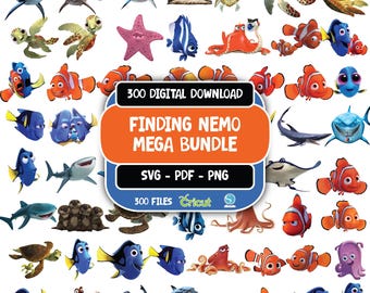 Nemo SVG, Nemo PNG Clipart Bundle, Nemo Digital Papers, Fish Clipart for Nemo Birthday, Nemo Cake Topper, Nemo shirt cake topper, birthday