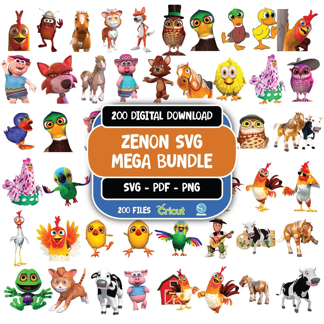 Zenon Characters PNG Clipart Bundle, Farm Animals PNG Clipart, Instant ...