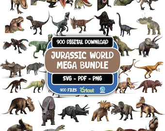 Jurassic PNG SVG Bundle, Dinosaur Clipart and Digital Paper, Includes Rebirth Dinosaur png svg for shirt, cake topper birthday