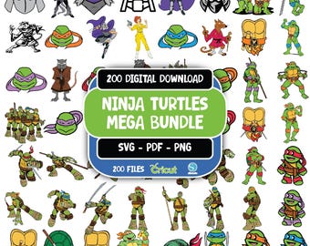 Ninja Turtles Clipart Bundle, Ninja Turtles SVG PNG Clipart Bundle, Mayhem Ninja Birthday, Ninja Turtle Shirts