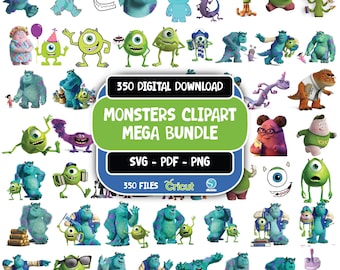 Monsters Inc PNG, Monsters Clipart Bundle, Monsters Inc SVG PNG Instant Digital Download, Monsters shirt cake topper, Mike Sully birthday