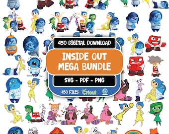 Inside Out Clipart SVG PNG, Inside Out 2 SVG, Inside Out Clipart, Anger Joy Sadness Disgust Fear Anxiety png svg, Inside Out Font Alphabet