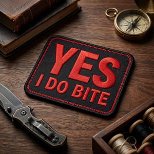 Geborduurde Yes I Do Bite-patch, grappige sarcastische opstrijkbare badge voor tactische uitrusting