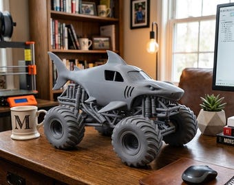 Shark Monster Truck STL File – FDM 3D Printable Offroad Model (Digital Download)