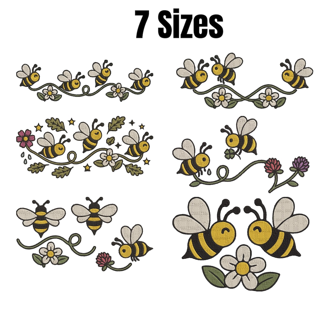 Bee Border Machine Embroidery Design, Floral Vine Daisy Garden ...